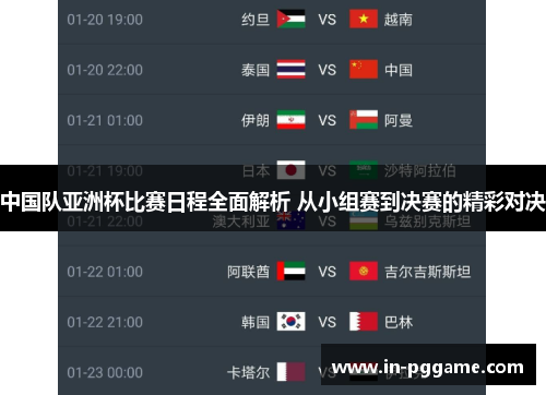 中国队亚洲杯比赛日程全面解析 从小组赛到决赛的精彩对决